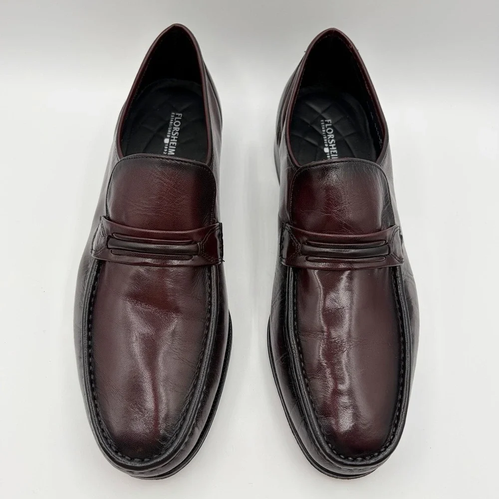 Florsheim Como Black Cherry Men's Leather Moc Slip On 17089 13 3E Leather Loafer